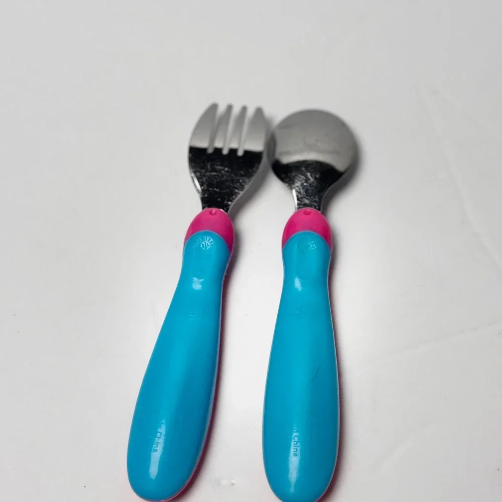 Disney Minnie Mouse Toddler Fork and Spoon Set Pink Blue Kids‎ Flatware Utensils